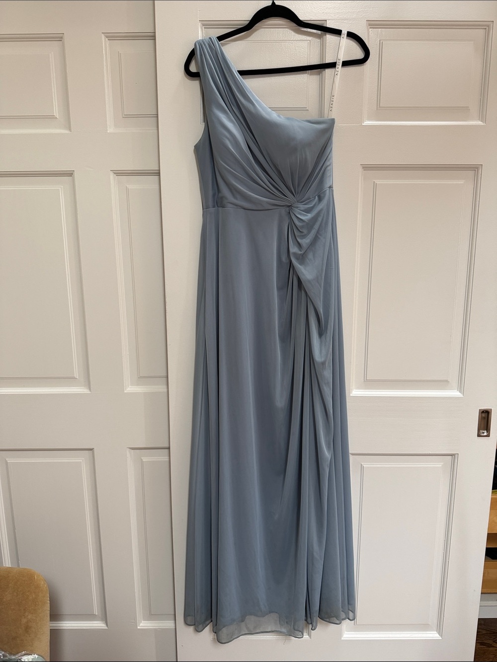 Azazie One-Shoulder Dusty Blue Evening Gown